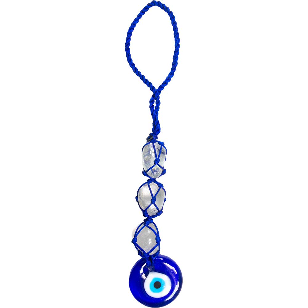 Hanging Rough Crystal String Evil Eye - Selenite Satin Spar