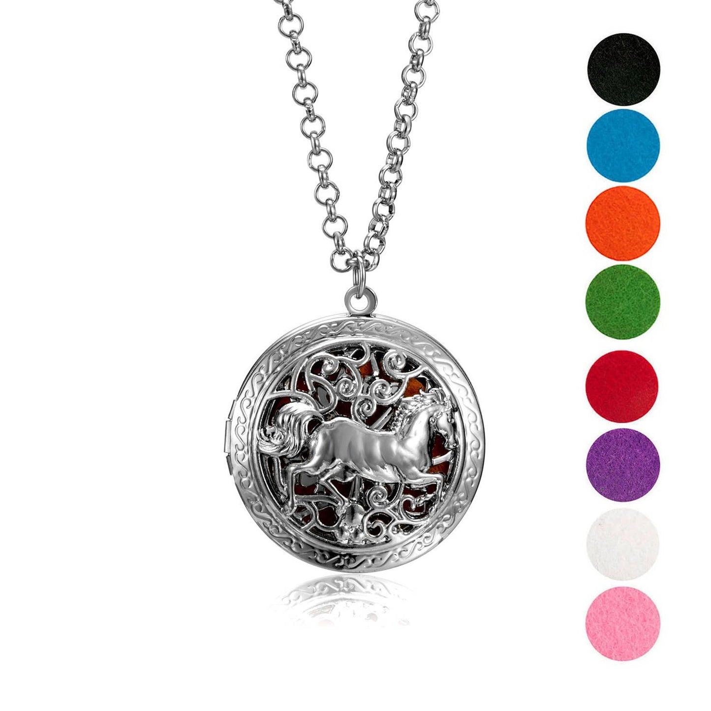 Wild Horse Aromatherapy Diffuser Necklace with 8 color pads