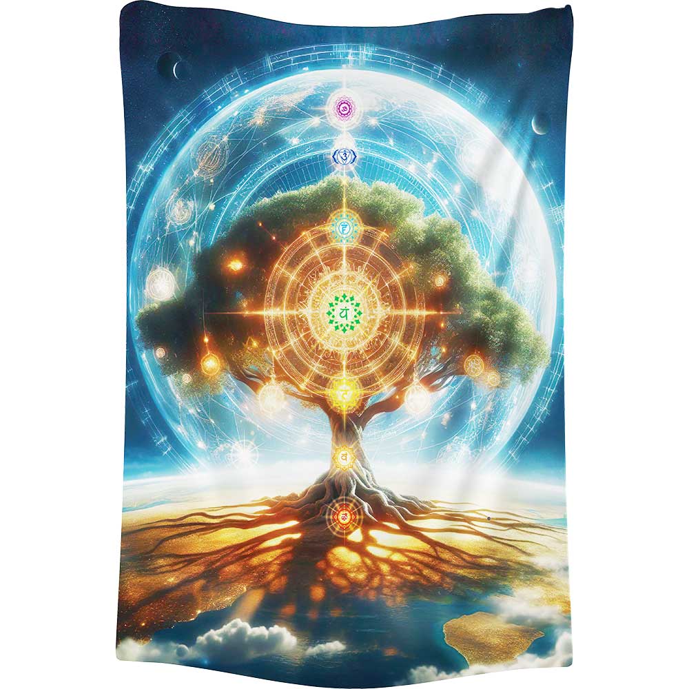 Polyester Tapestry - Cosmic Chakra Tree of Life (Each)