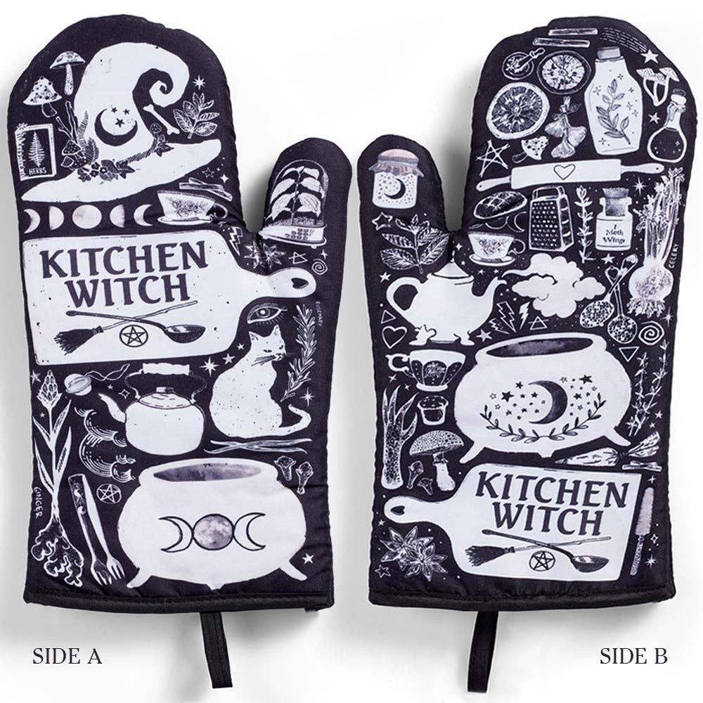 Kitchen Witch Oven Mitt Set -