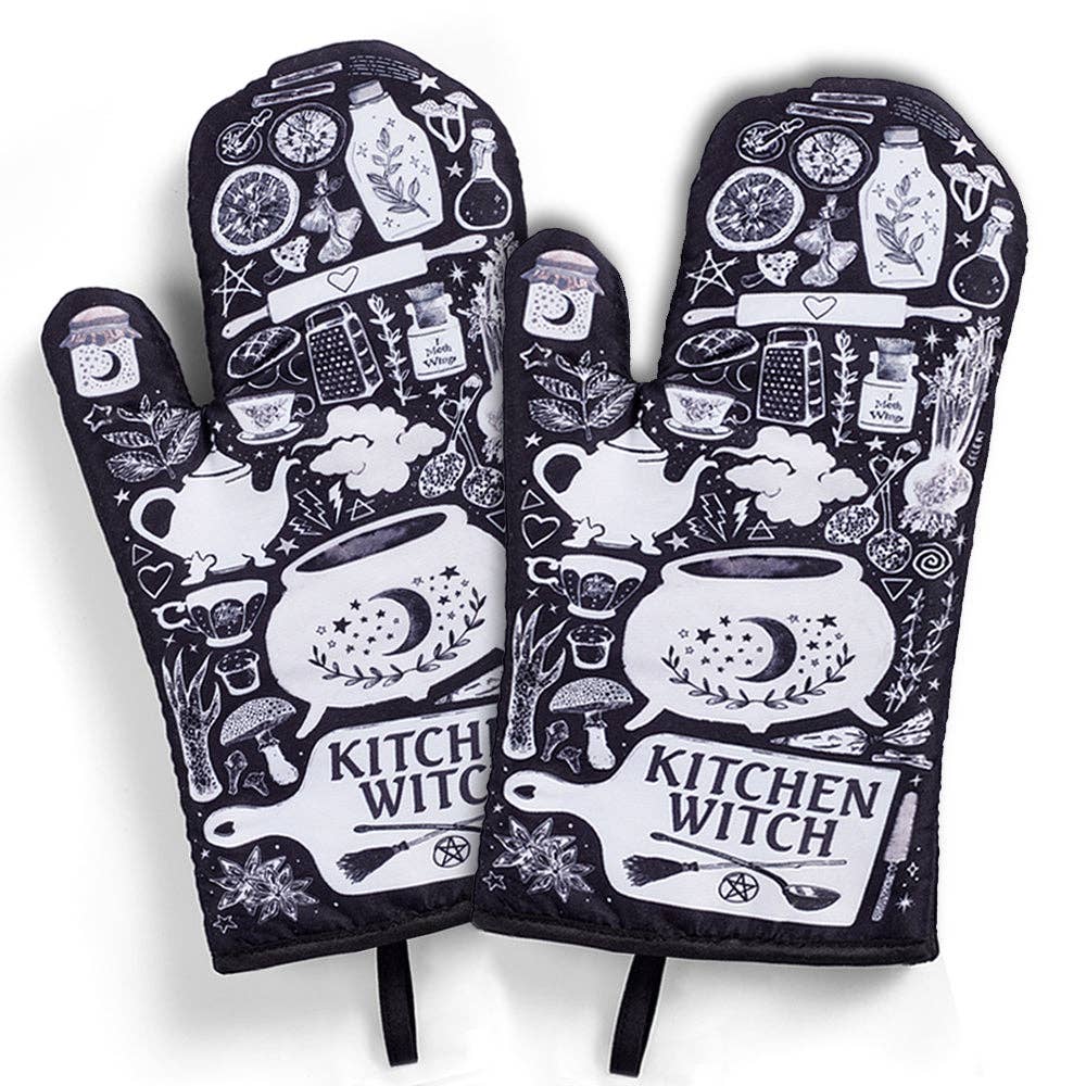 Kitchen Witch Oven Mitt Set -