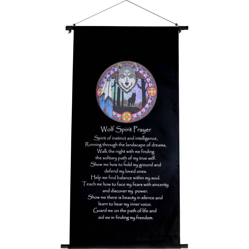 Cotton Inspirational Banner - Wolf Spirit Prayer (Each)