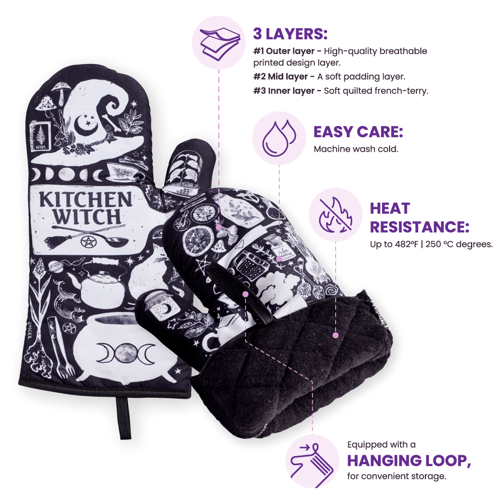 Kitchen Witch Oven Mitt Set -