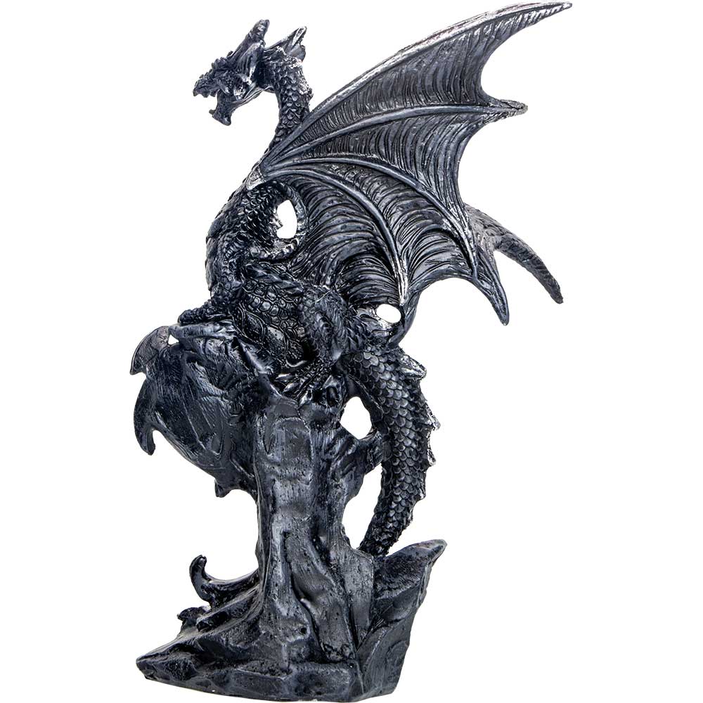 Polyresin Winged Dragon Perched on Shield w/Gem (Set of 2)