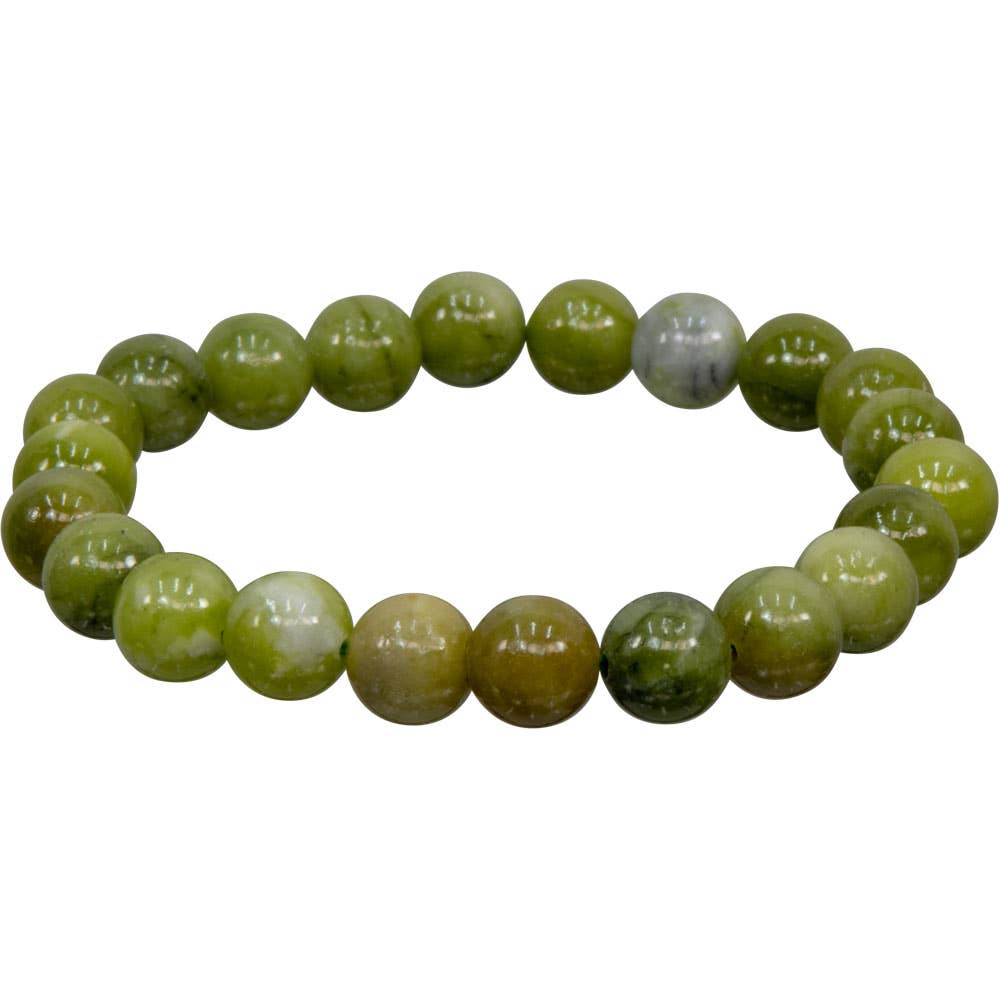 Elastic Bracelet 8mm Round Beads - Chinese Jade (Each)