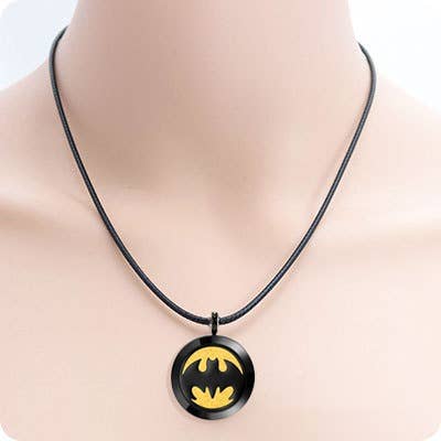 Black Bat Aromatherapy Diffuser Necklace with 12 color pads