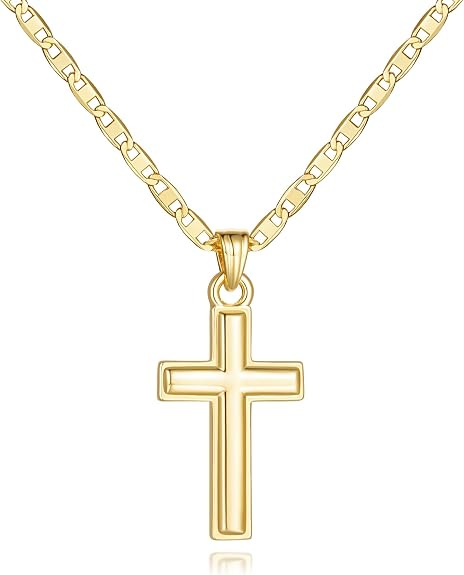 14k Gold Plated Cross and Chain