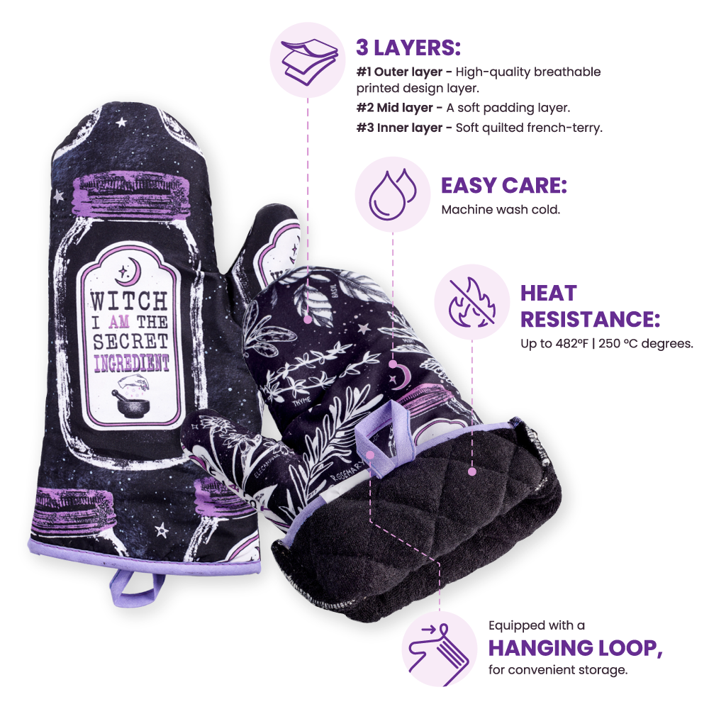 Kitchen Witch Oven Mitt Set -