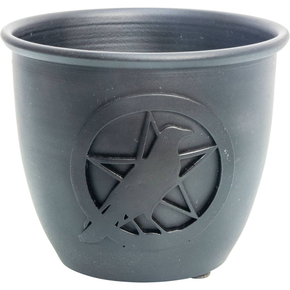 Metal Smudge Pot - Pentacle w/ Raven Small (Each)