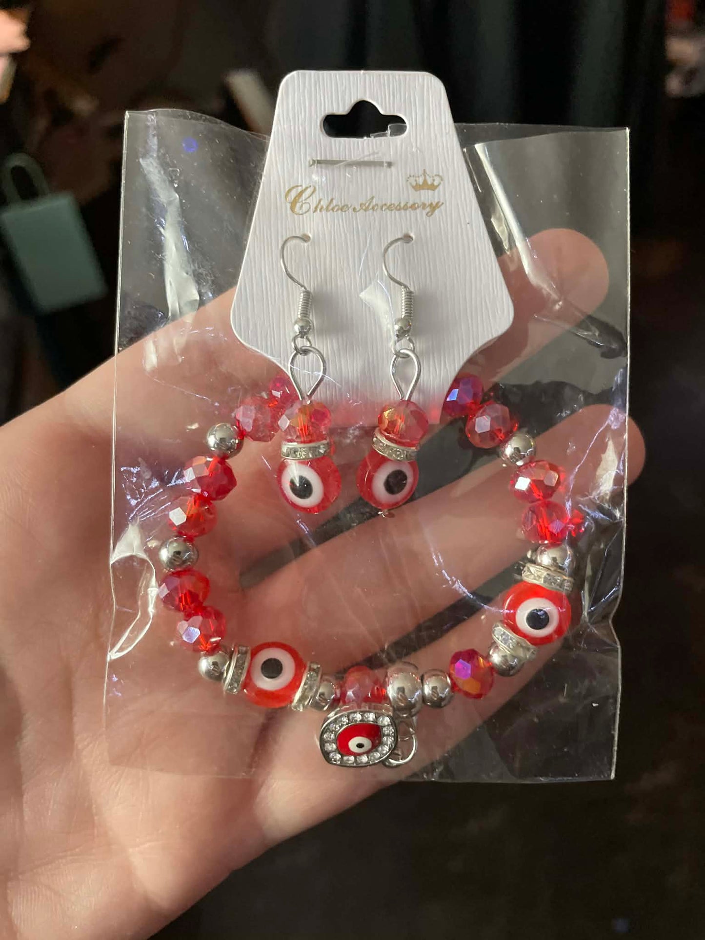 Red Evil Eye Bracelet & Earring Set