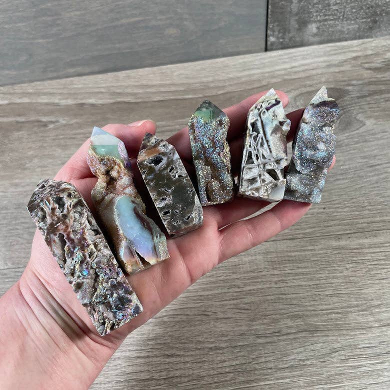 Angel Aura Drusy Sphalerite Obelisk Tower –  Crystal Decor
