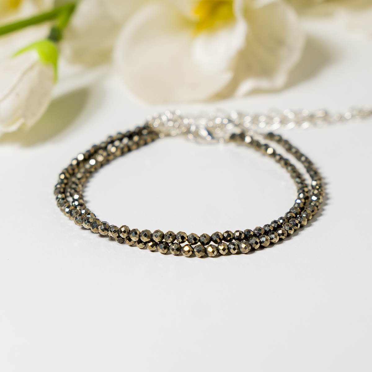 Pyrite Anklet | Faceted Beads | Money Magnet Crystal