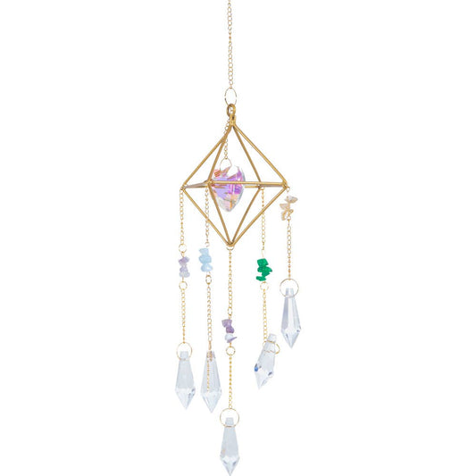 Hanging AB Heart Crystal Suncatcher w/ Multi - Colored