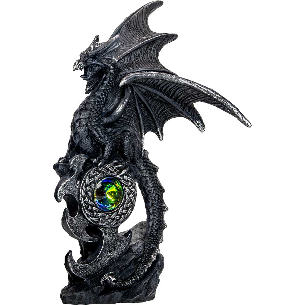 Polyresin Winged Dragon Perched on Shield w/Gem (Set of 2)