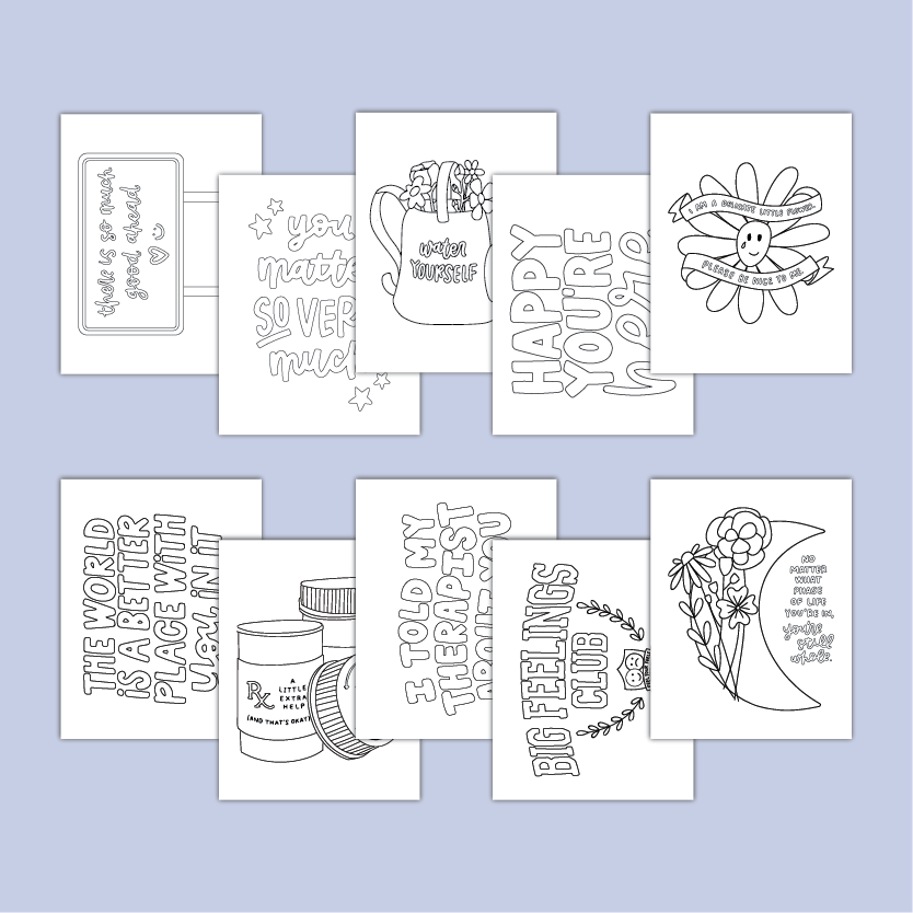 Mental Health Coloring Book | Simple Adult Coloring Book