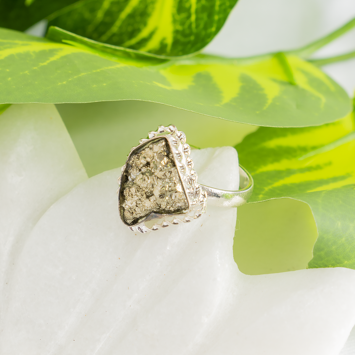 Crystal Ring | Pyrite Ring | Adjustable Gemstone Ring
