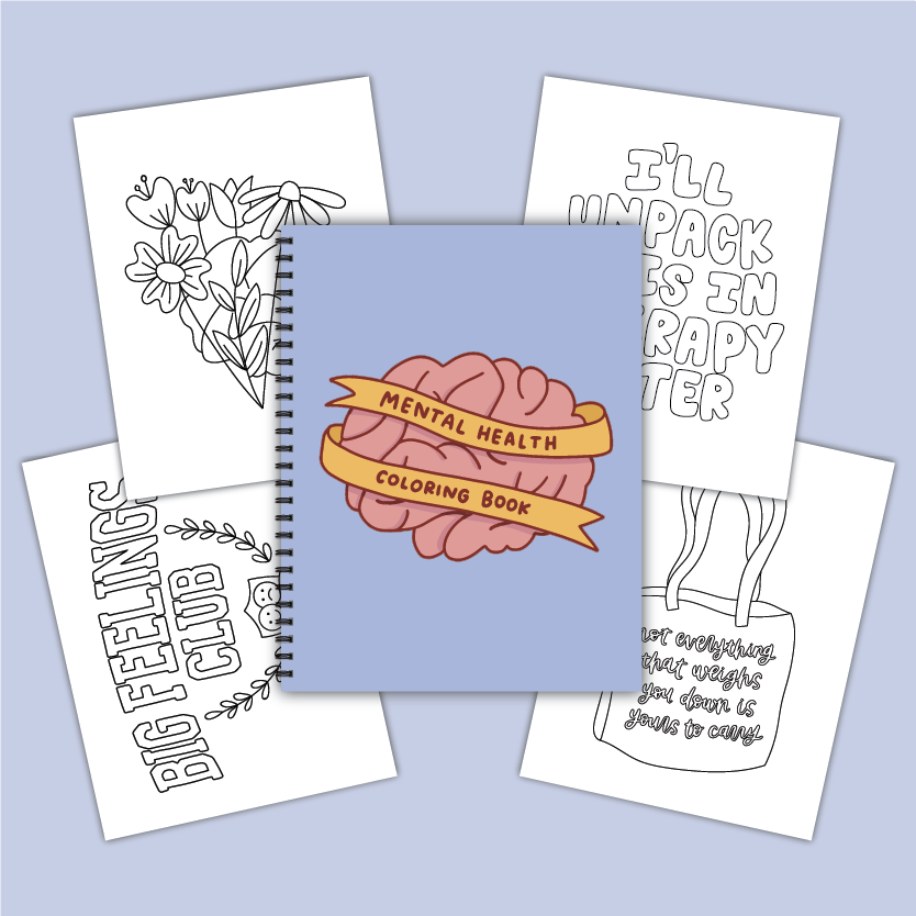 Mental Health Coloring Book | Simple Adult Coloring Book
