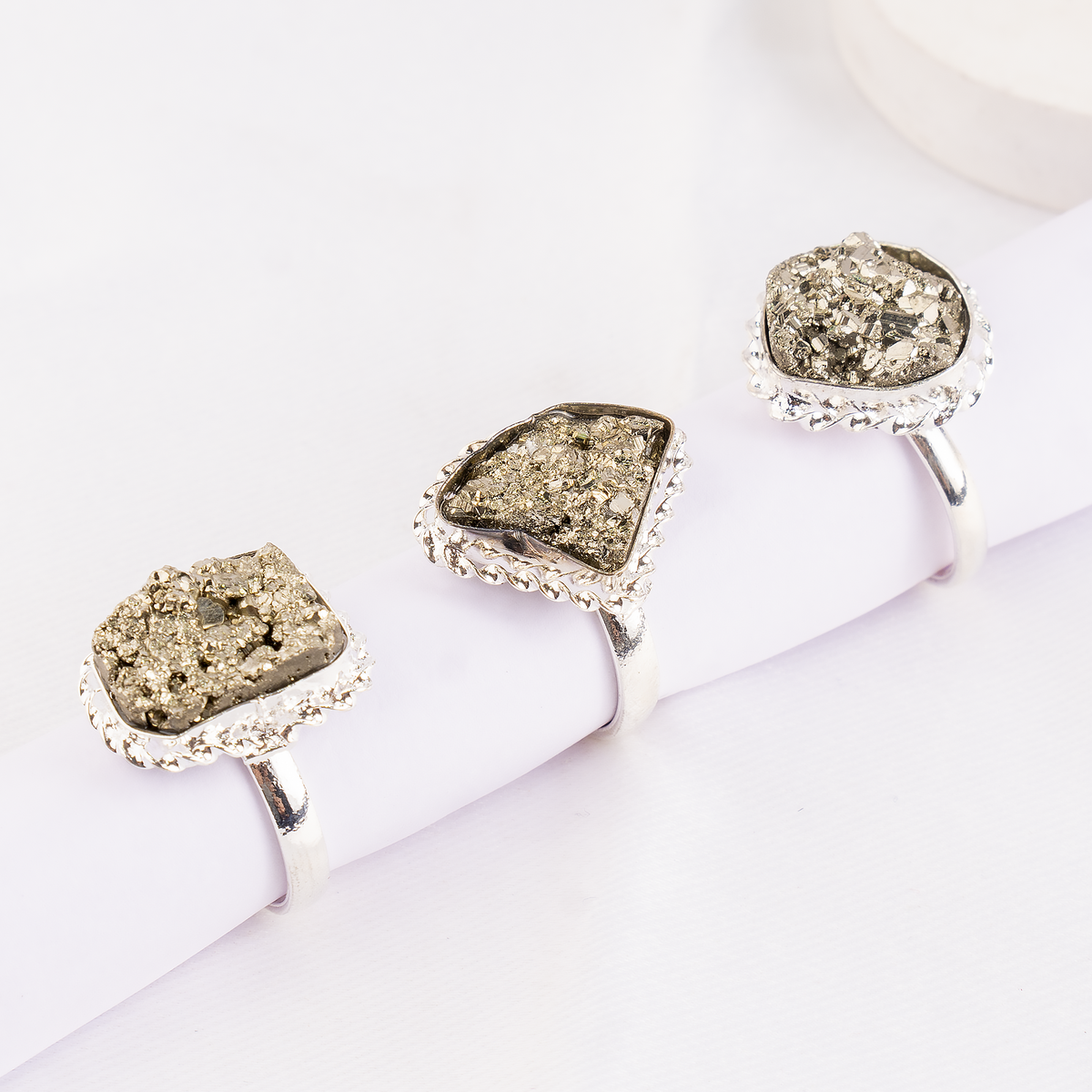 Crystal Ring | Pyrite Ring | Adjustable Gemstone Ring