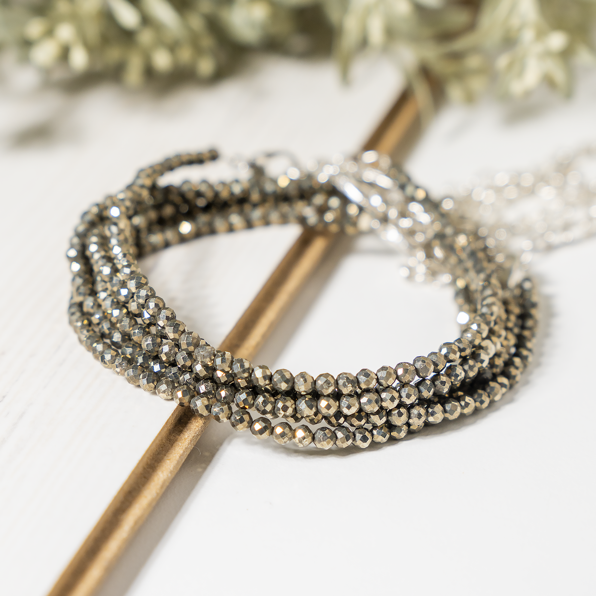 Pyrite Anklet | Faceted Beads | Money Magnet Crystal