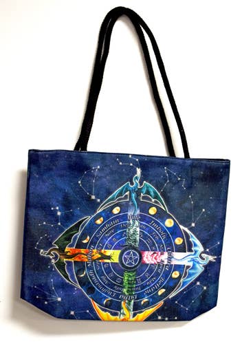 Dragon Wheel of the Year Jute Bag