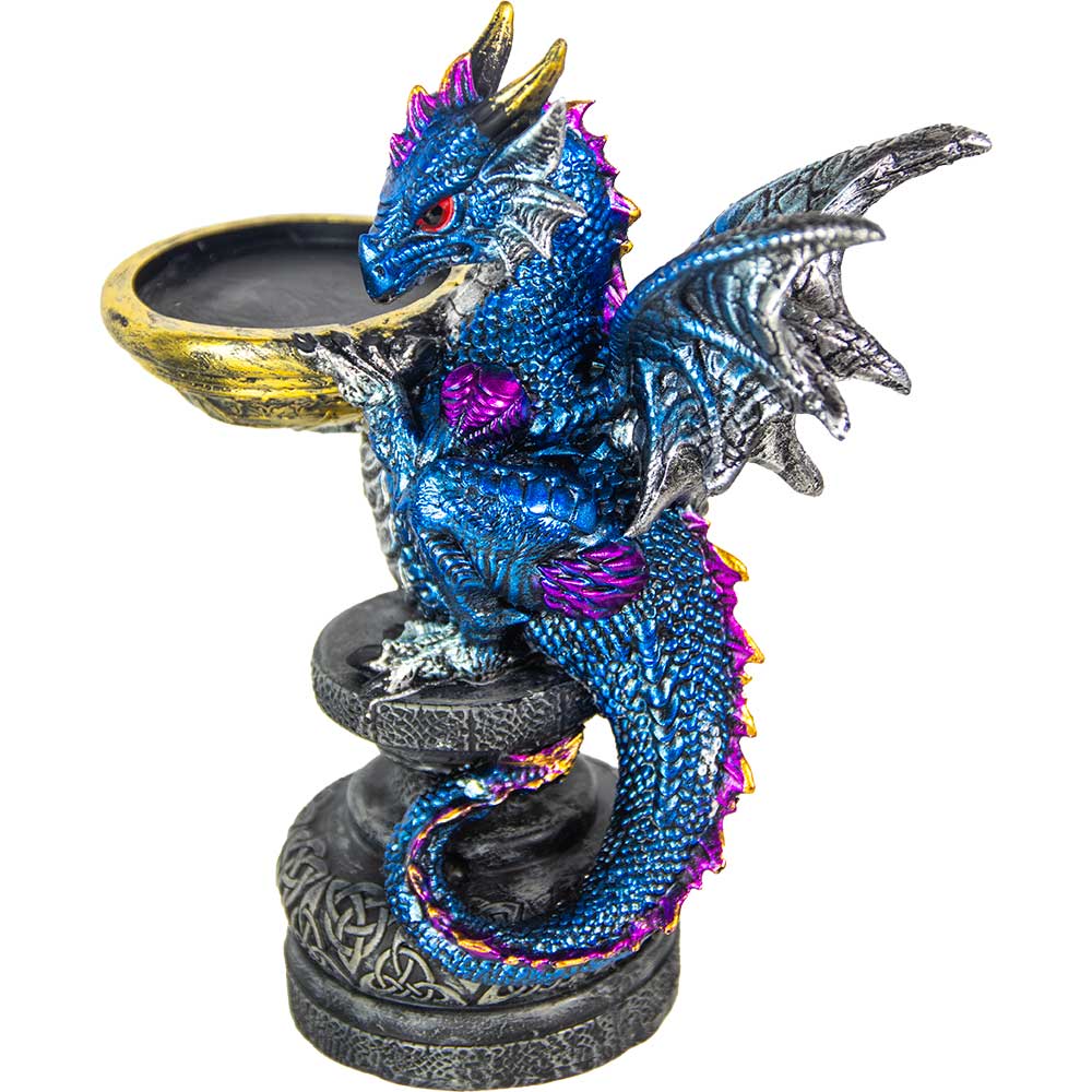 Polyresin T-Light Holder Dragon - Blue (Each)