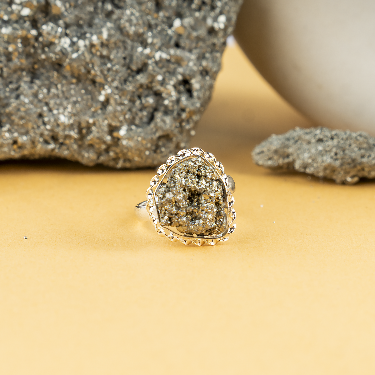 Crystal Ring | Pyrite Ring | Adjustable Gemstone Ring
