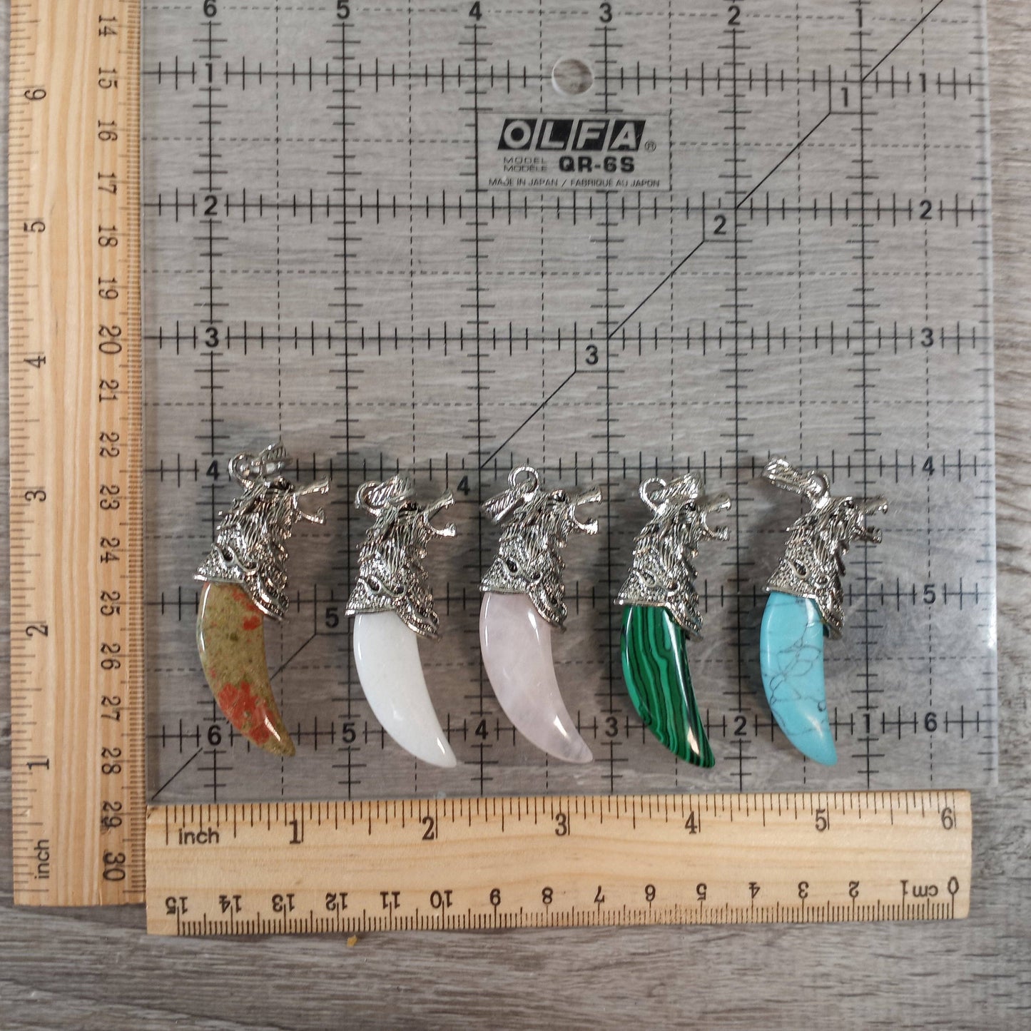 Gemstone Wolf Head Pendant in Assorted Crystals – Gift Shop
