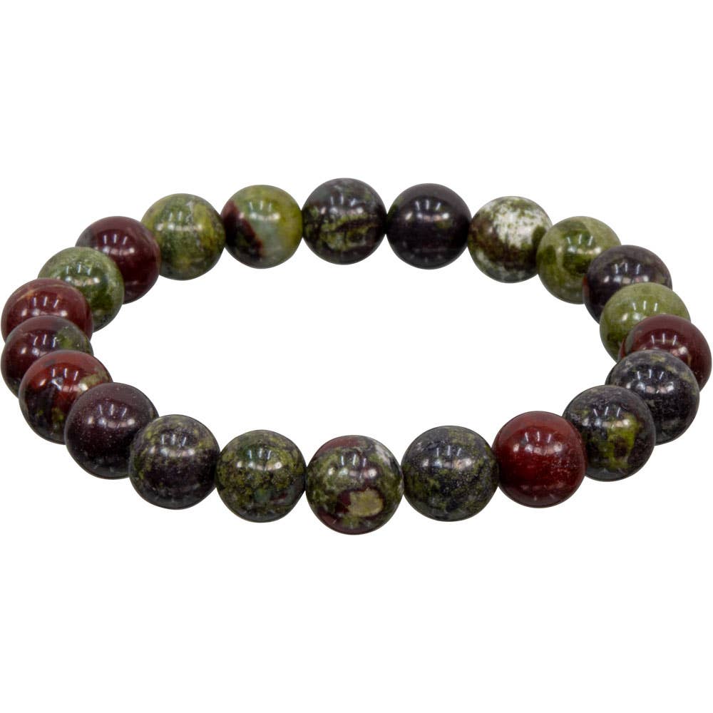 Elastic Bracelet 8mm Round Beads - Dragons Blood Jasper