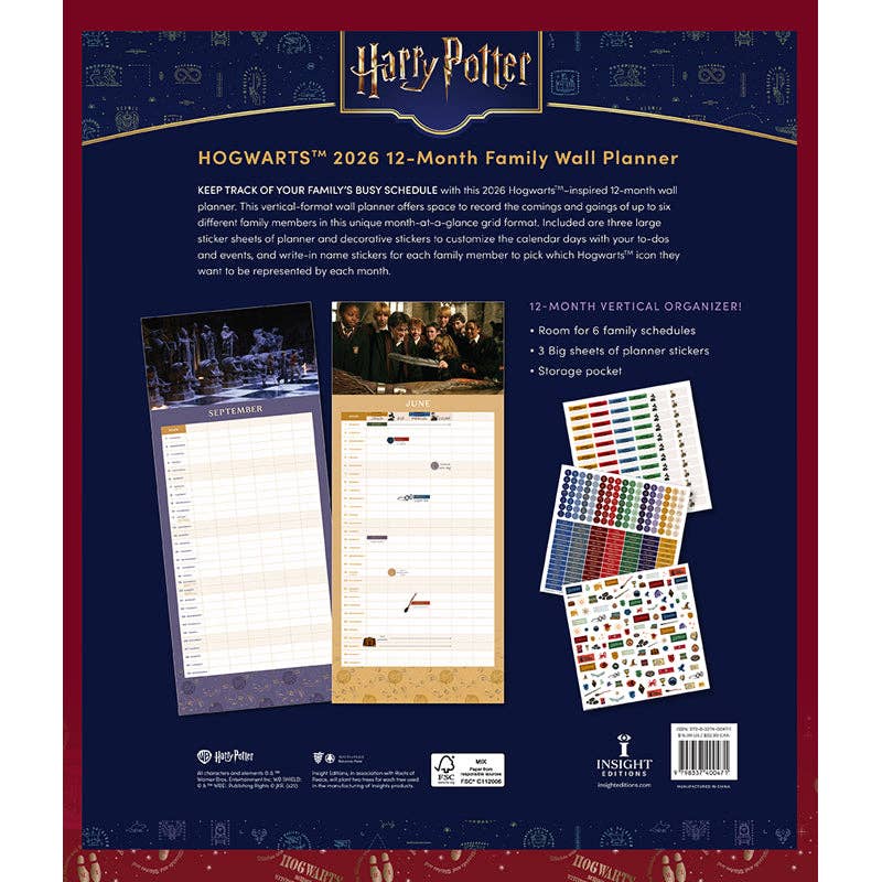 2026 Harry Potter: Hogwarts Family Wall Planner - SALE!