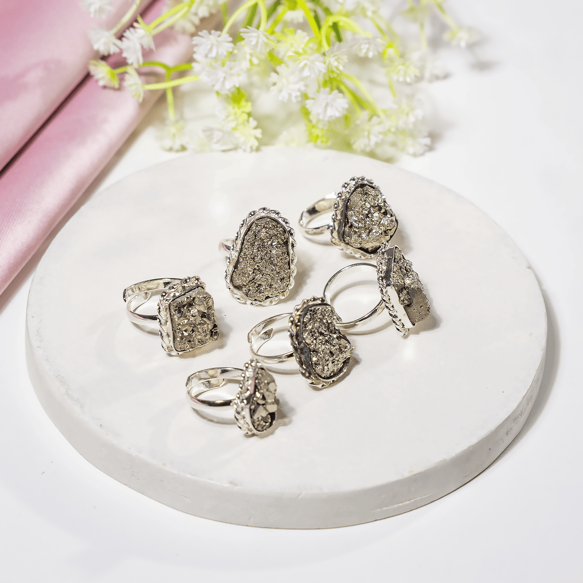 Crystal Ring | Pyrite Ring | Adjustable Gemstone Ring