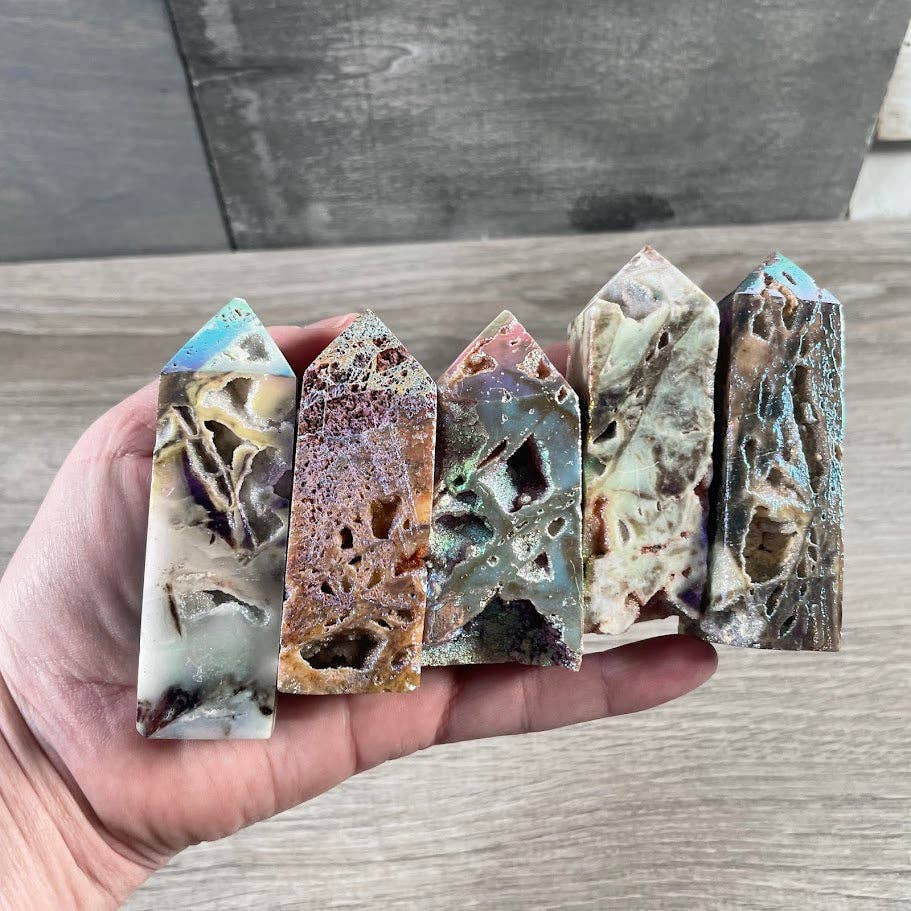 Angel Aura Drusy Sphalerite Obelisk Tower –  Crystal Decor