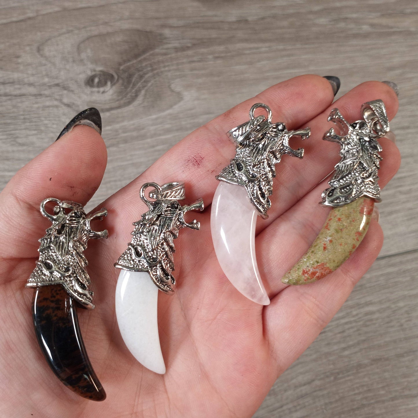 Gemstone Wolf Head Pendant in Assorted Crystals – Gift Shop