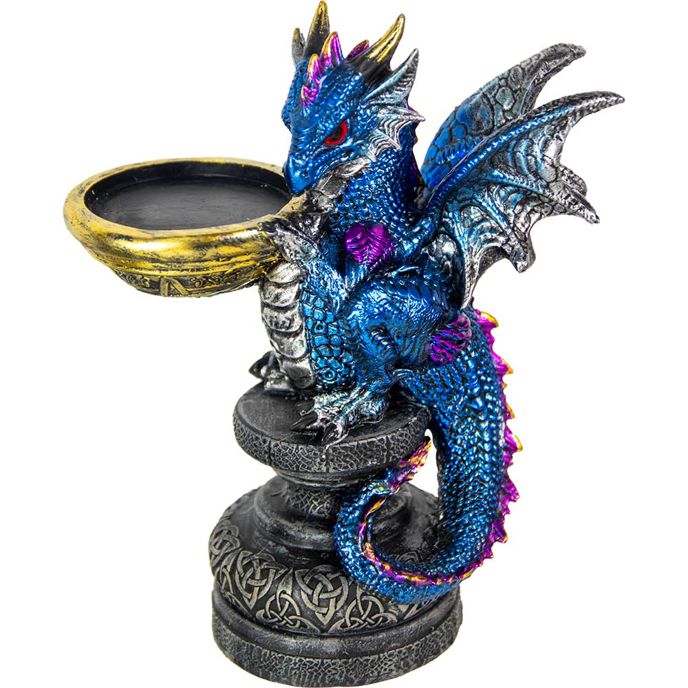 Polyresin T-Light Holder Dragon - Blue (Each)