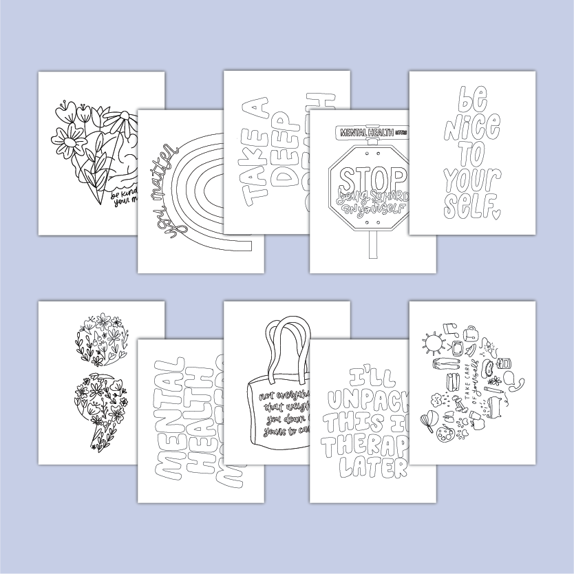 Mental Health Coloring Book | Simple Adult Coloring Book