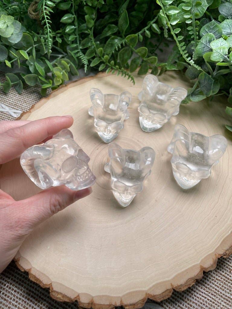 Synthetic Quartz Demon Skull
