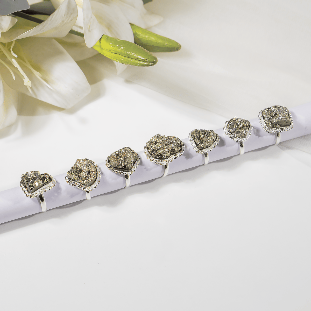 Crystal Ring | Pyrite Ring | Adjustable Gemstone Ring