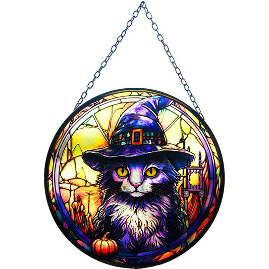Glass Suncatcher 6in - Wizard Cat (Each)