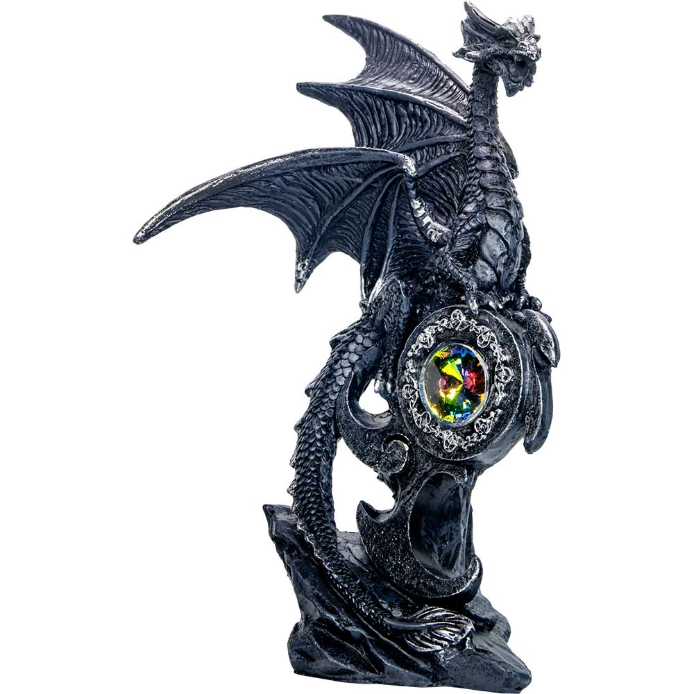 Polyresin Winged Dragon Perched on Shield w/Gem (Set of 2)