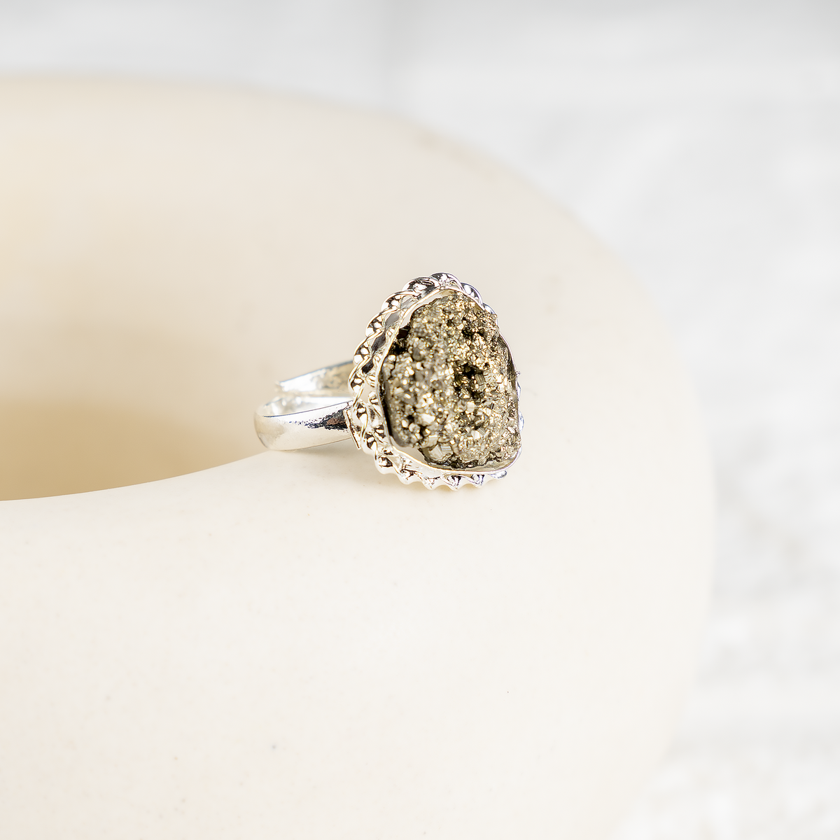 Crystal Ring | Pyrite Ring | Adjustable Gemstone Ring