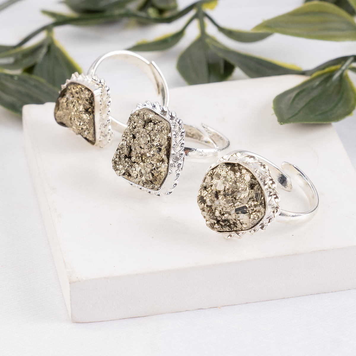 Crystal Ring | Pyrite Ring | Adjustable Gemstone Ring