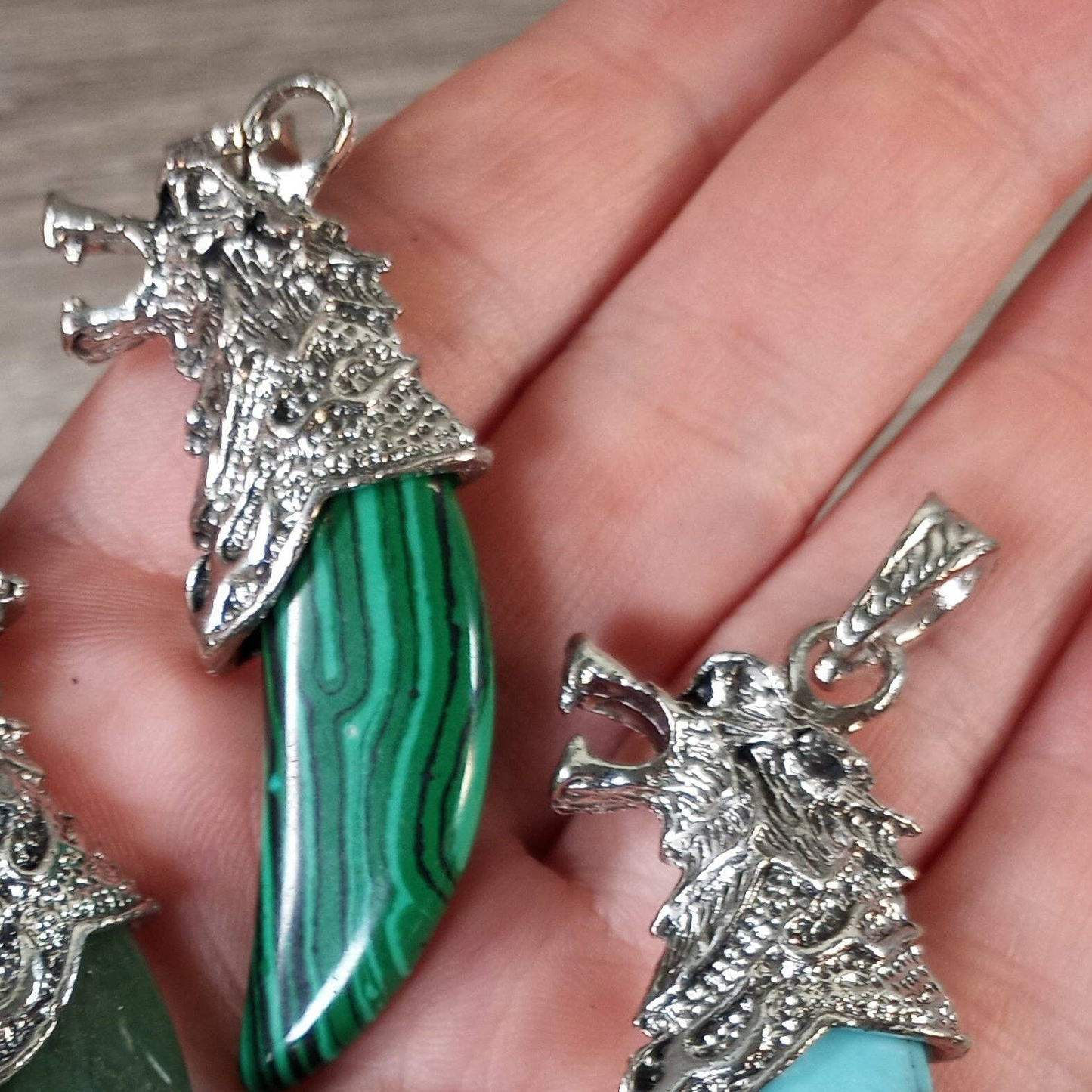 Gemstone Wolf Head Pendant in Assorted Crystals – Gift Shop