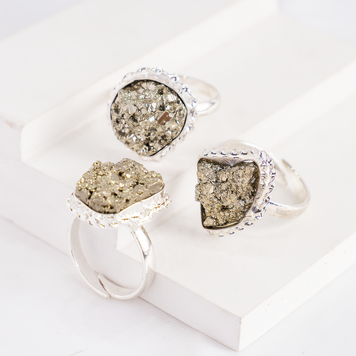 Crystal Ring | Pyrite Ring | Adjustable Gemstone Ring