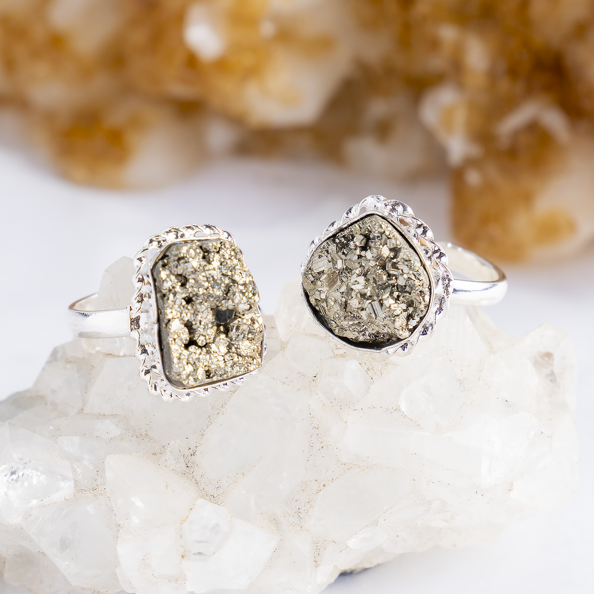 Crystal Ring | Pyrite Ring | Adjustable Gemstone Ring