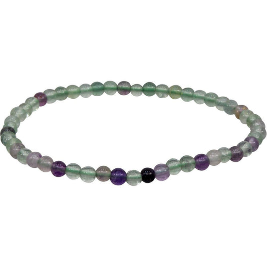 Elastic Bracelet 4mm Round Beads - Rainbow Fluorite (Each)