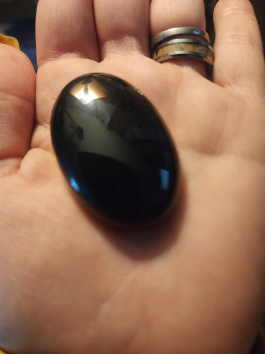 Black Obsidian Palm Stone