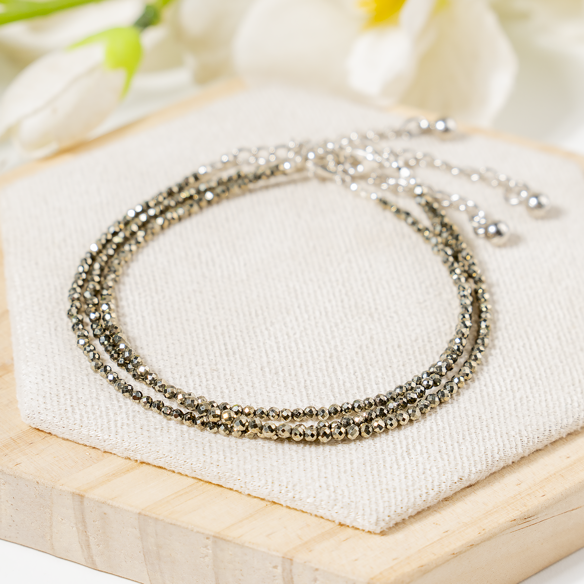 Pyrite Anklet | Faceted Beads | Money Magnet Crystal