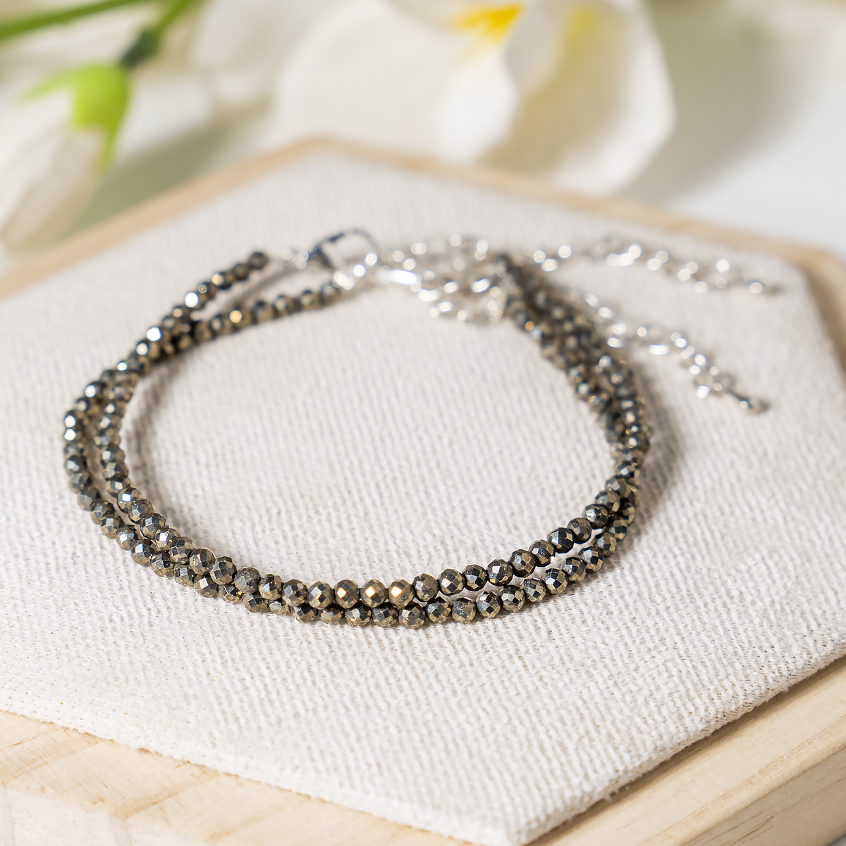 Pyrite Anklet | Faceted Beads | Money Magnet Crystal