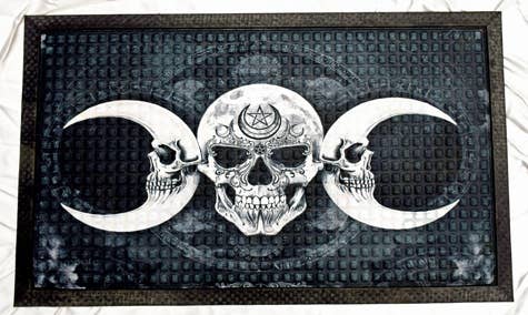 Skull and Moon Door Mat