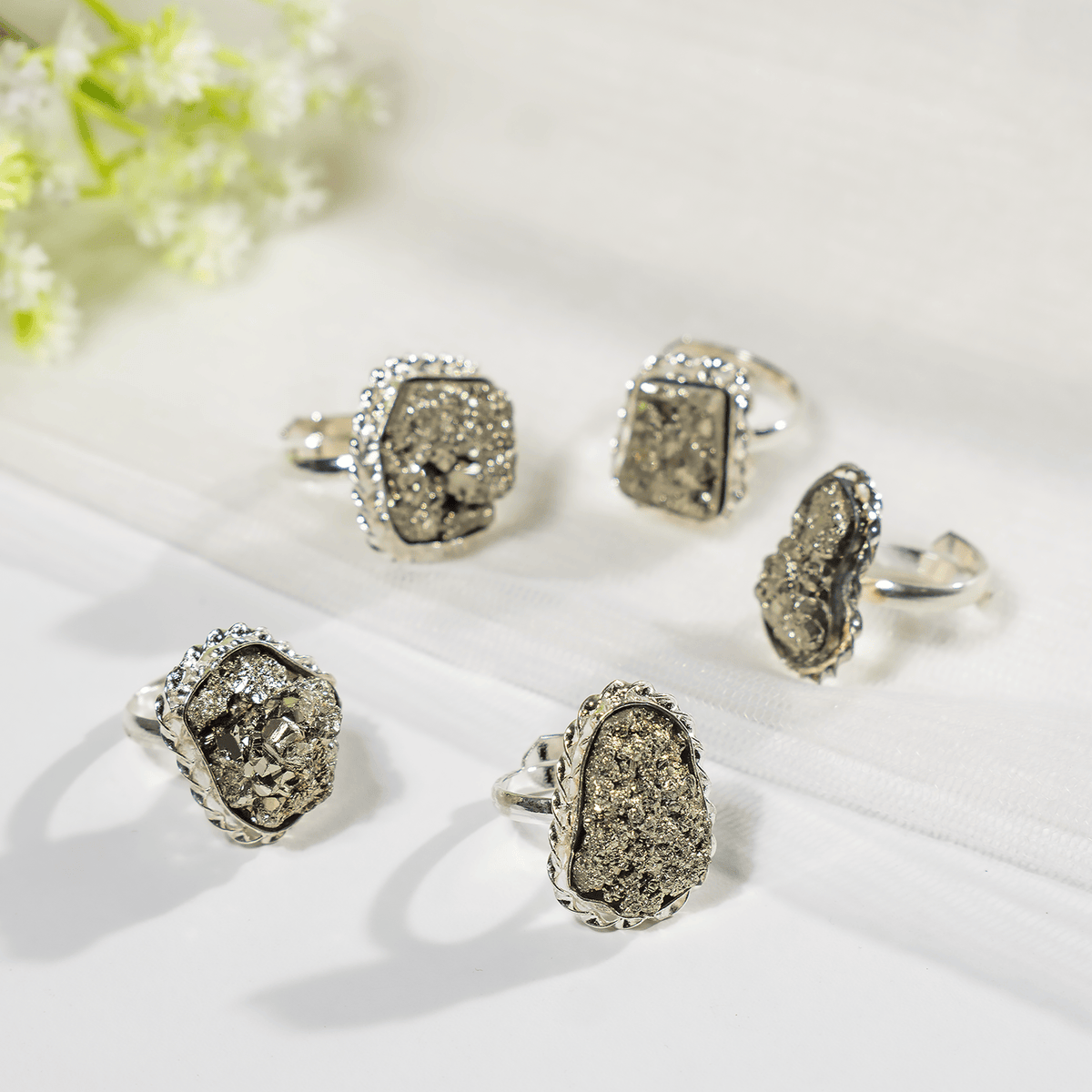 Crystal Ring | Pyrite Ring | Adjustable Gemstone Ring