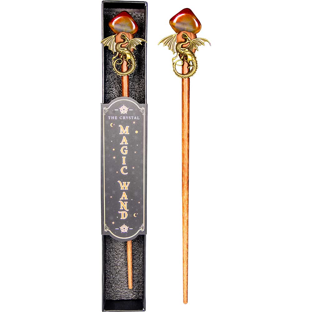 Magic Wand w/ Gift Box - Red Agate & Dragon (Each)